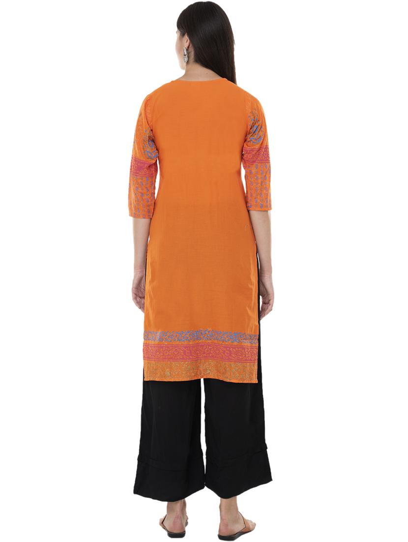 women three quarter sleeve printed kurta - 21244778 - Standard Image - 2