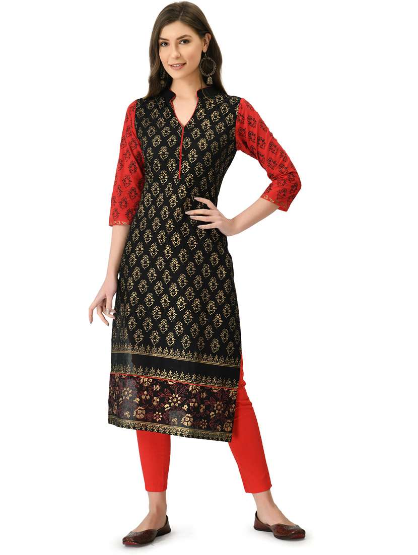 women three quarter sleeve printed kurta