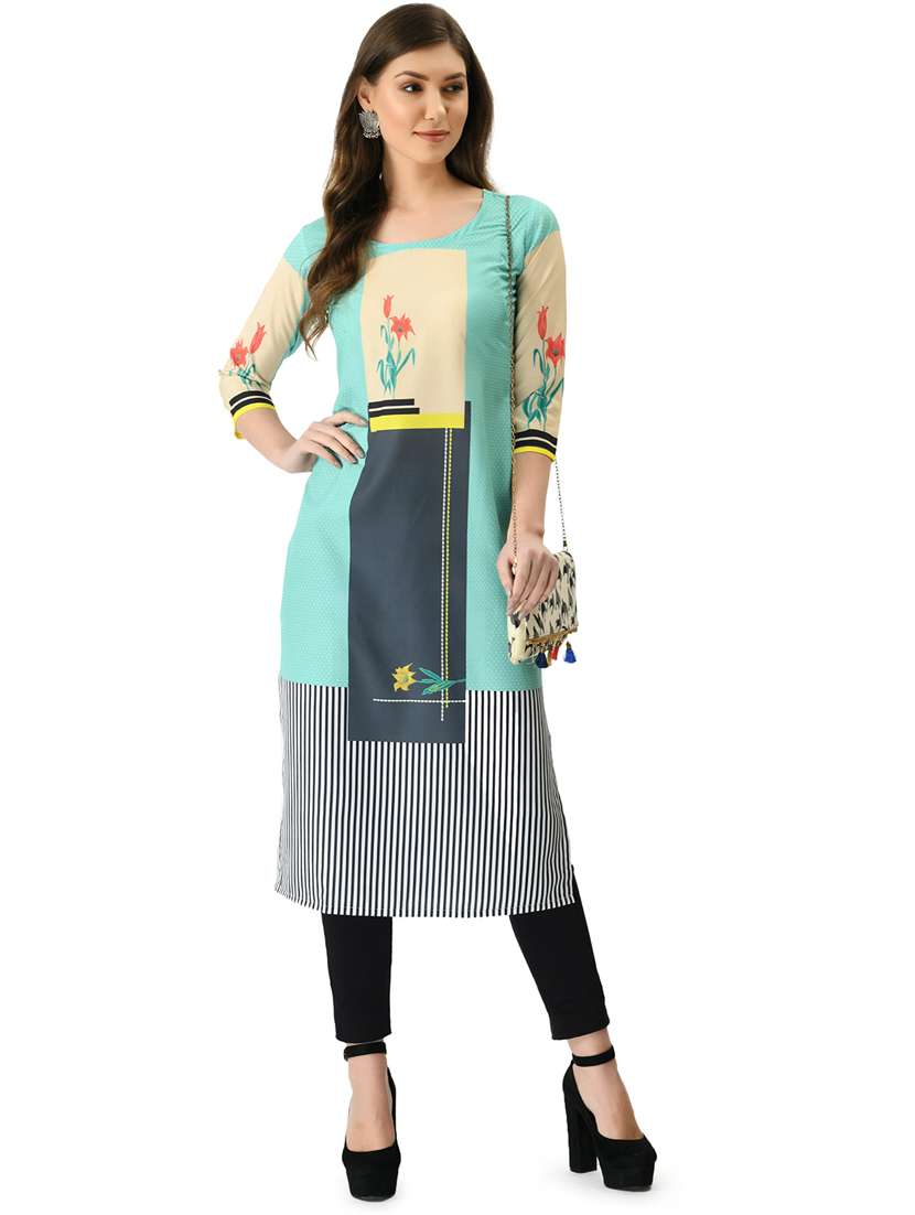 women three quarter sleeve printed kurta