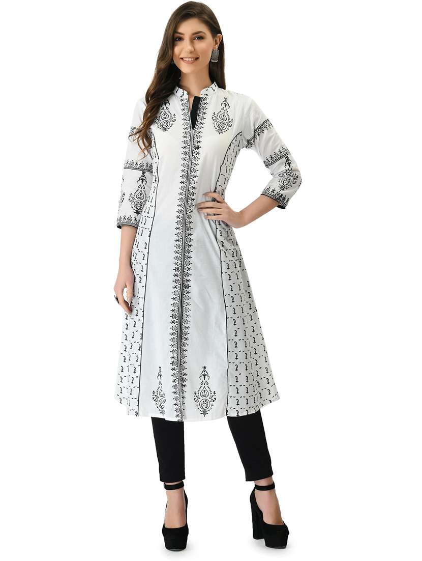 women three quarter sleeve printed kurta