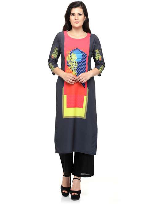women three quarter sleeve printed kurta - 21244800 - Standard Image - 0