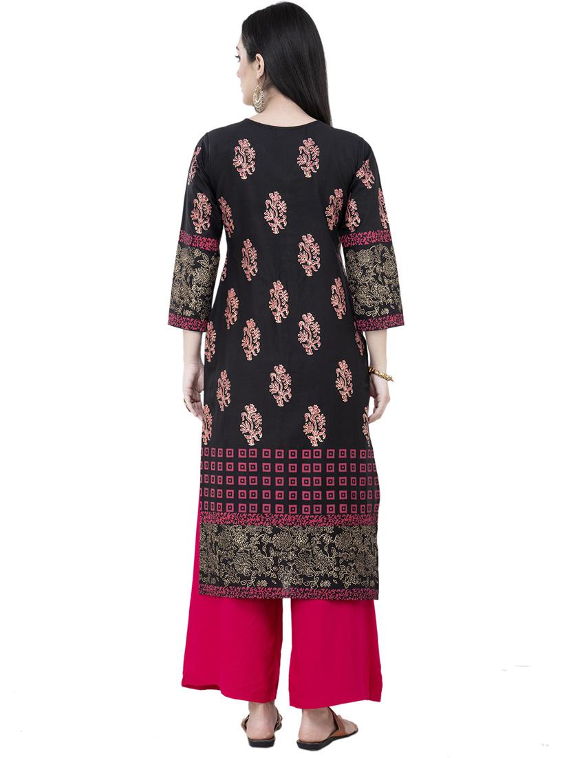 women three quarter sleeve printed kurta - 21244811 - Standard Image - 2