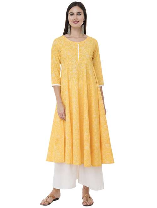 women three quarter sleeve printed kurta - 21244844 - Standard Image - 0