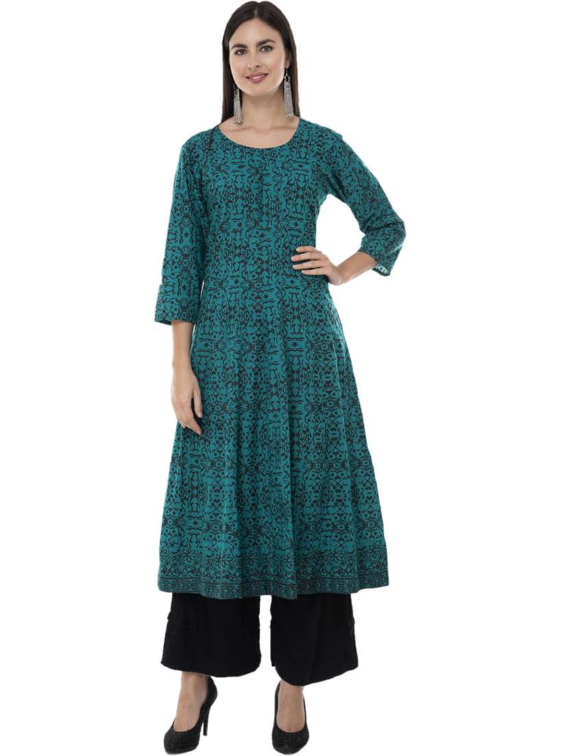 women three quarter sleeve printed kurta