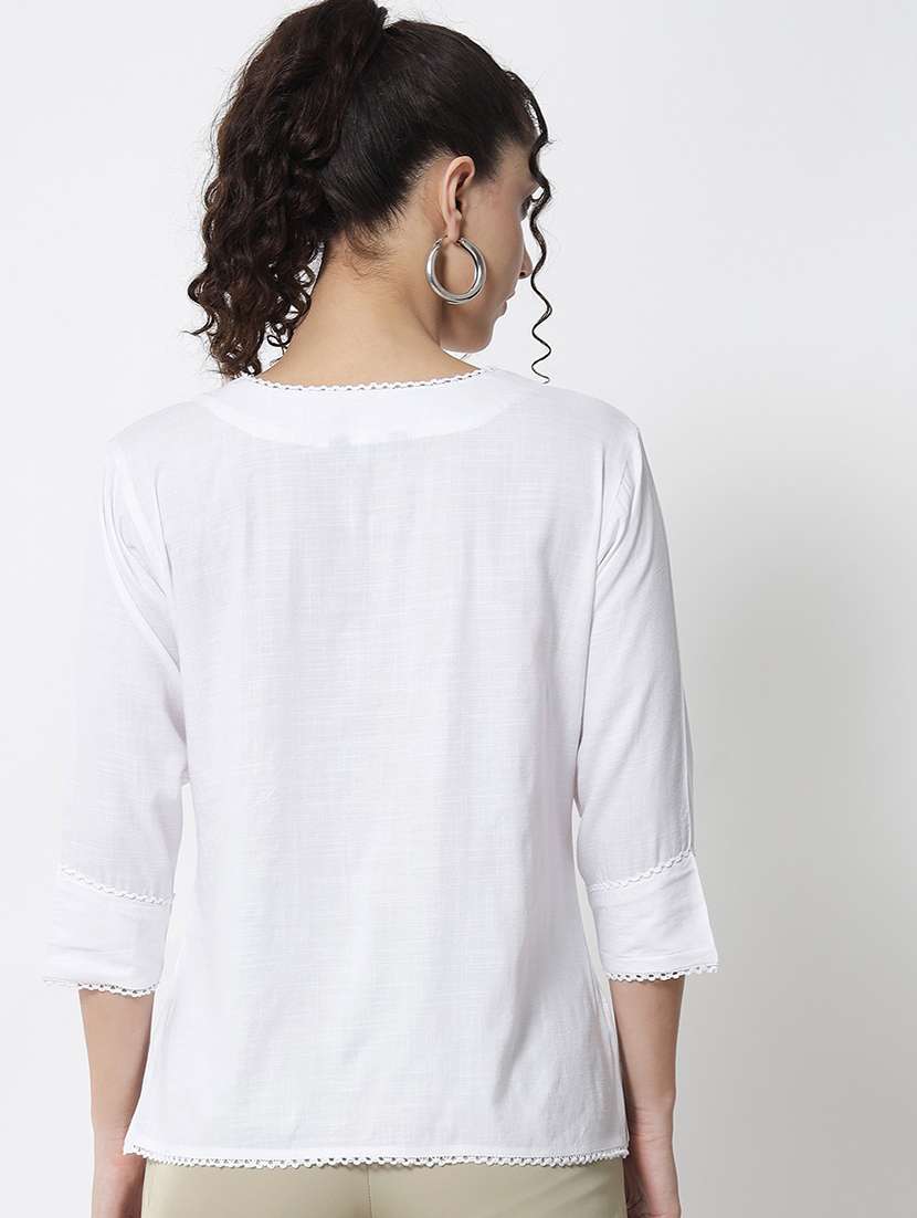 women white three quarter sleeve kurti - 21244938 - Standard Image - 2