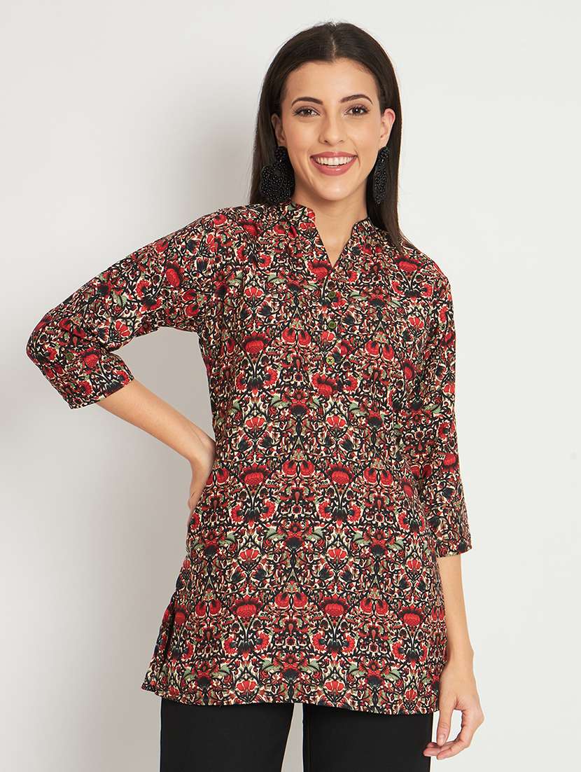 multi colored crepe regular tunic