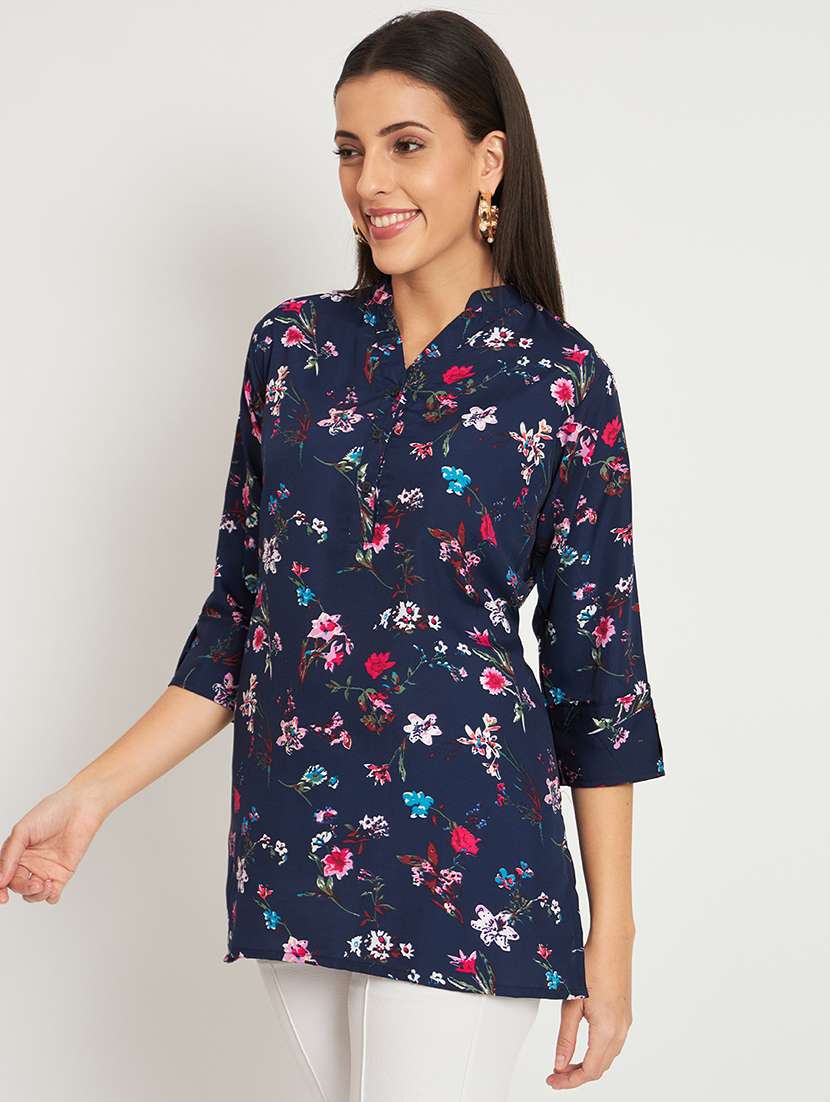 navy blue crepe regular tunic