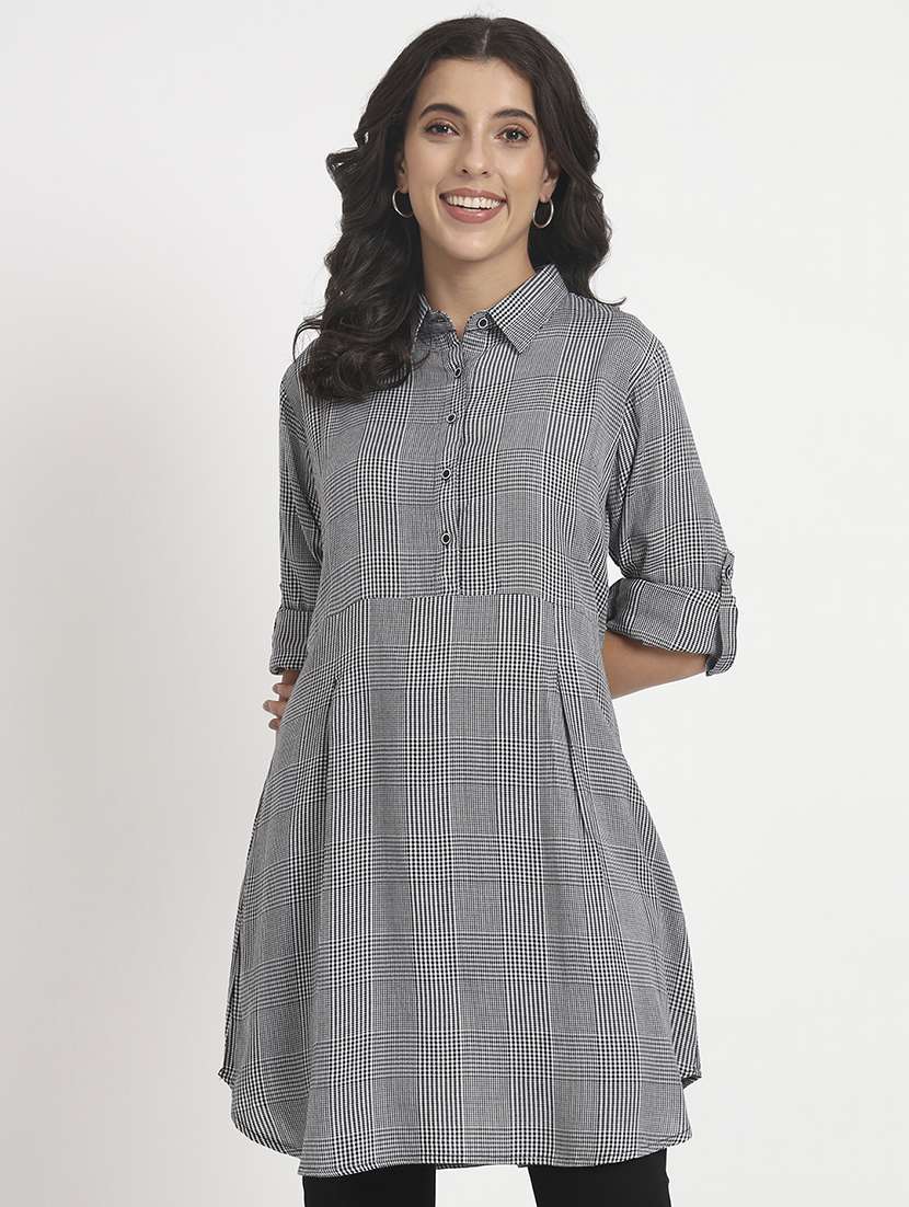 black cotton blend regular tunic