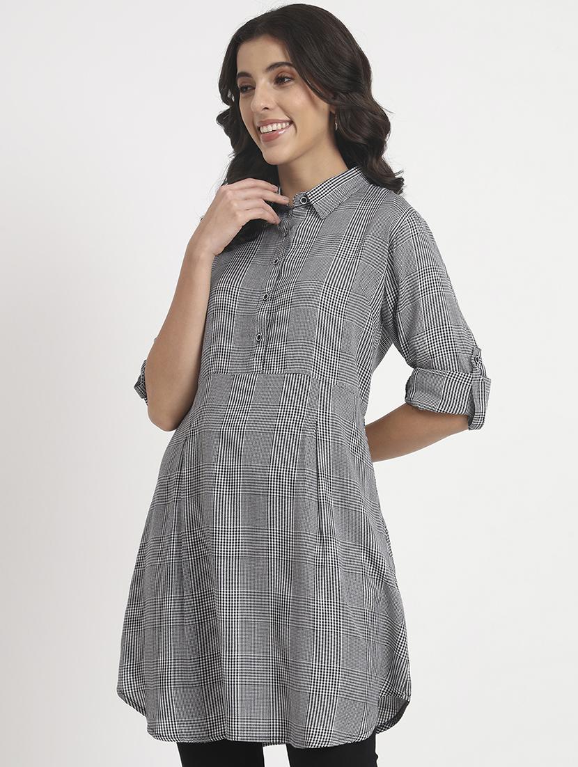 black cotton blend regular tunic - 21244948 - Standard Image - 2