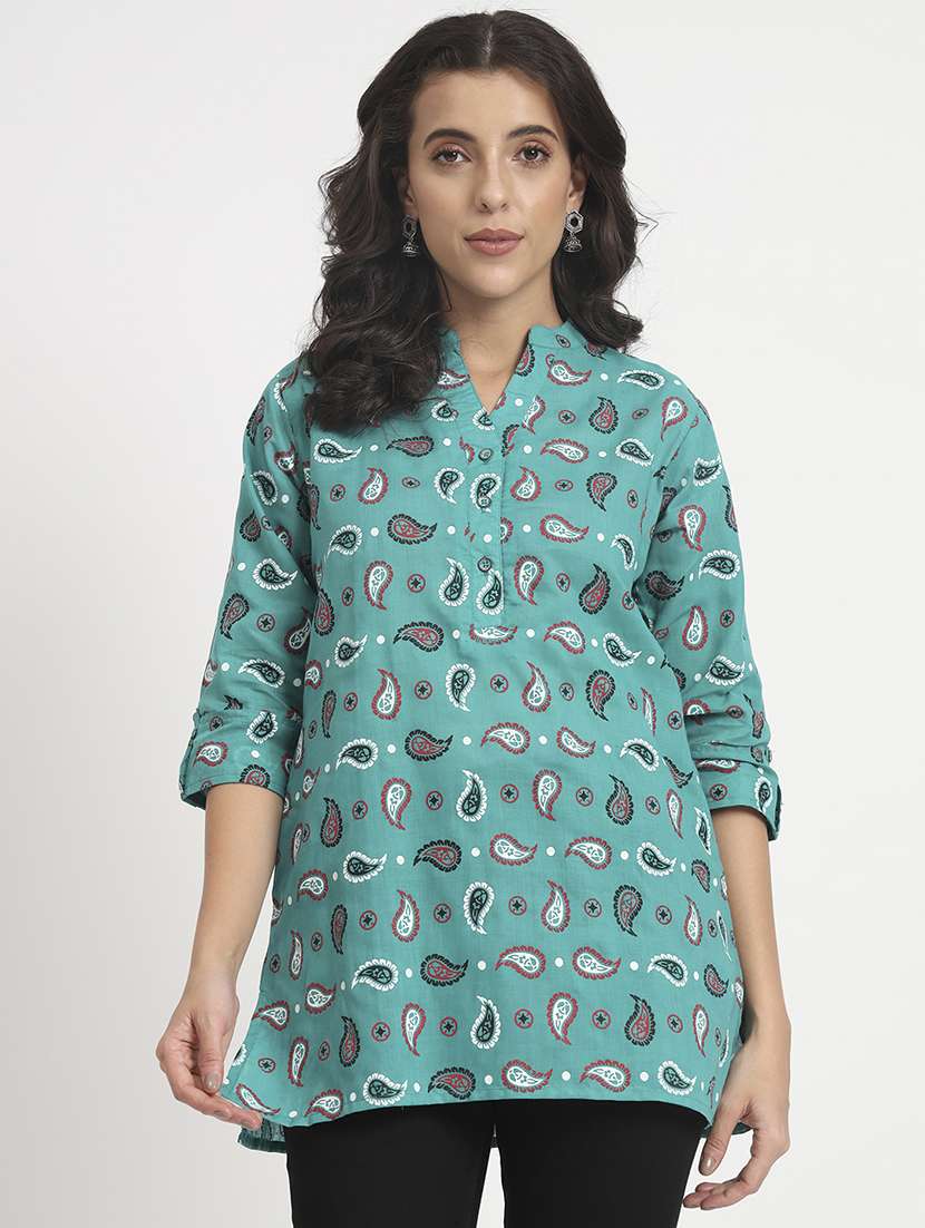 green cotton regular tunic