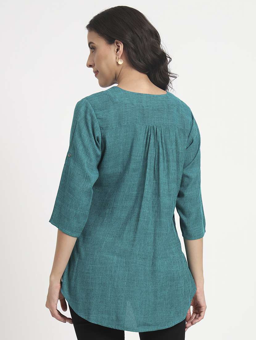 green linen regular tunic - 21244953 -  Standard Image - 2