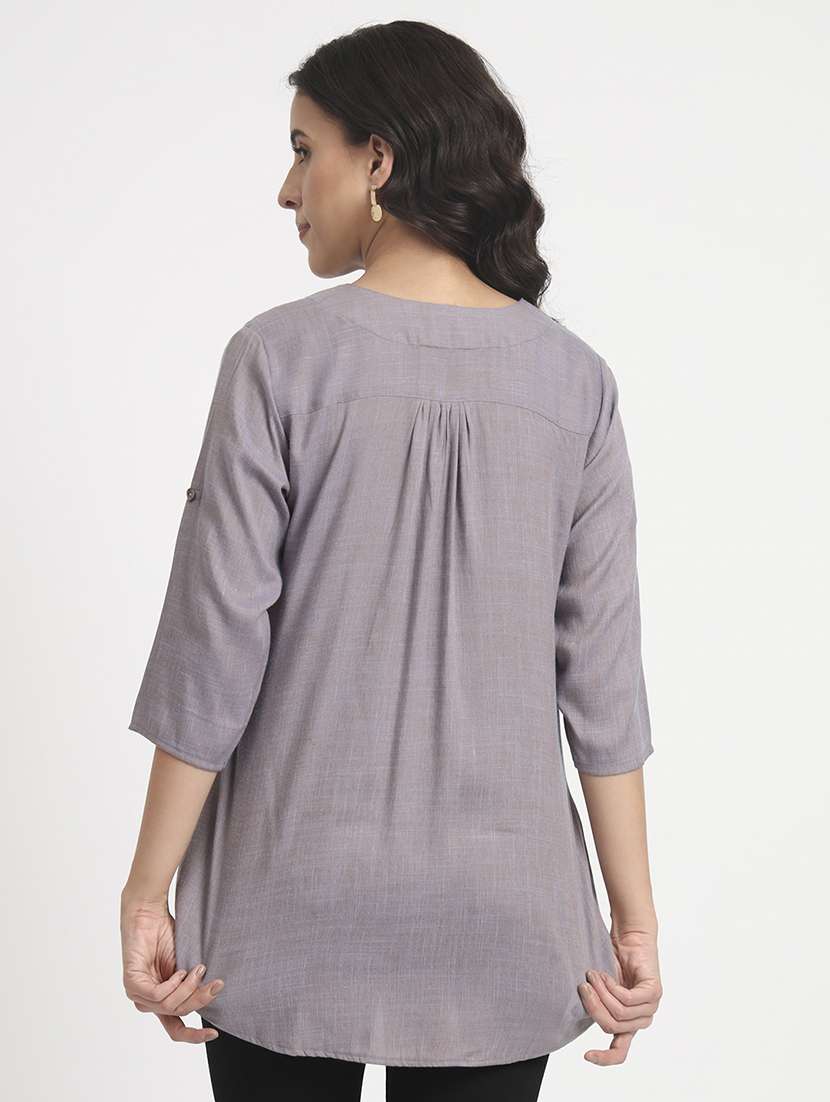 grey linen regular tunic - 21244954 - Standard Image - 2