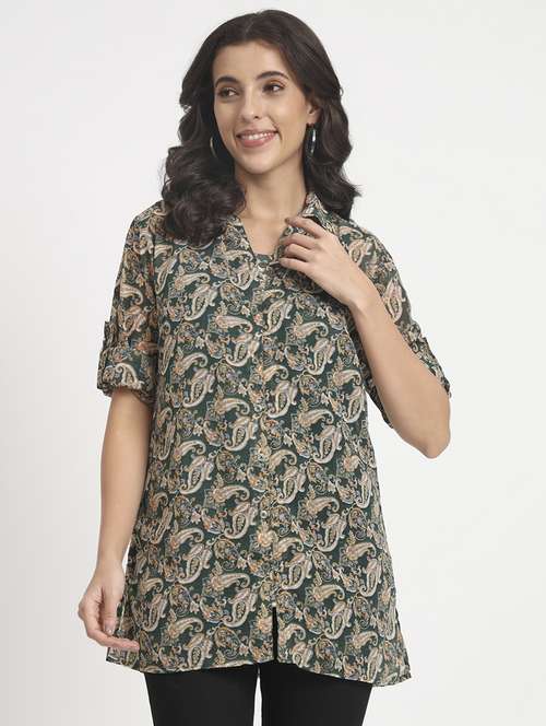 women collared printed regular shirt - 21244966 - Standard Image - 0