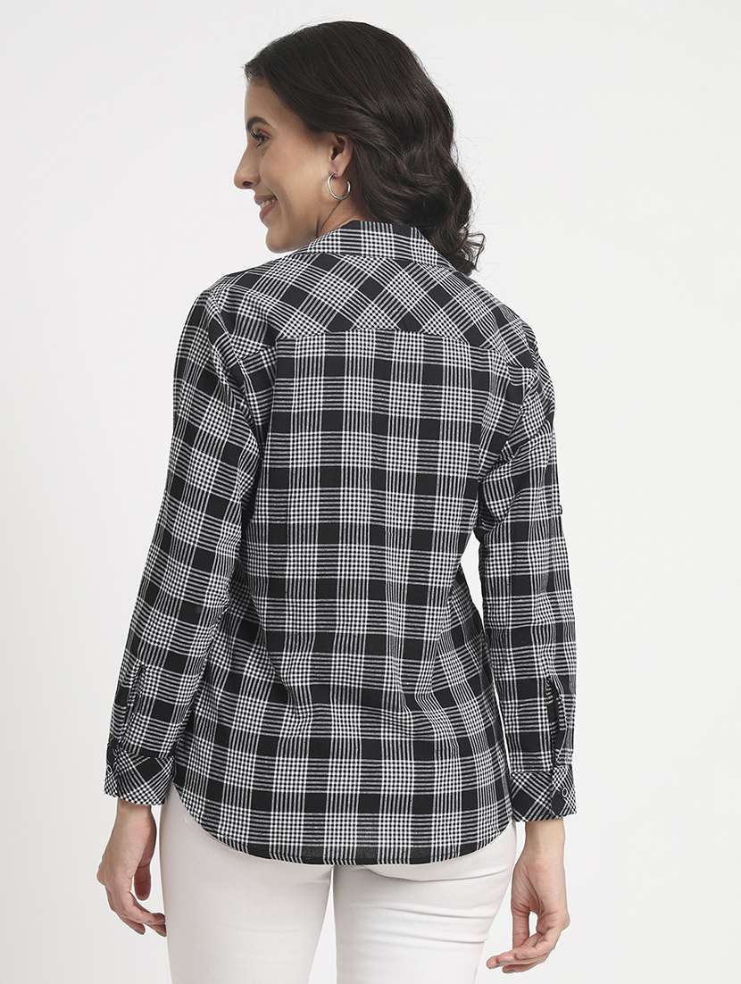 women collared checks regular shirt - 21244967 - Standard Image - 2