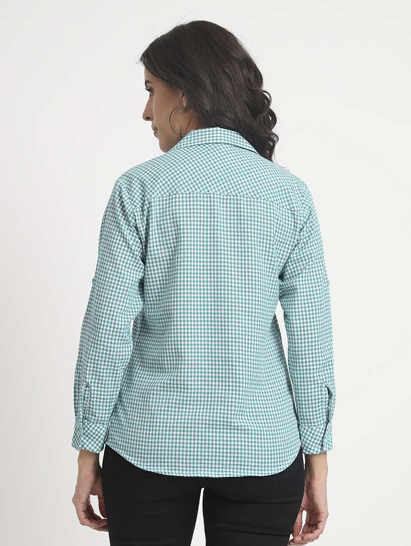 women collared checks regular shirt - 21244974 -  Standard Image - 2