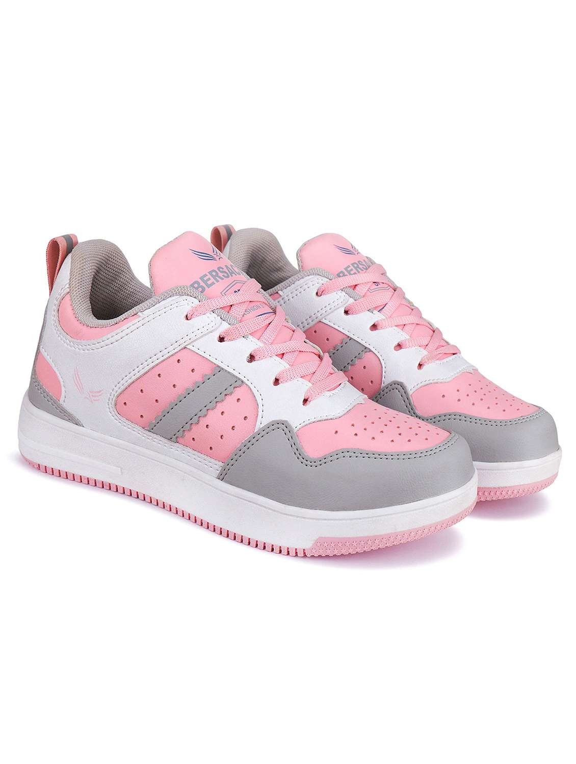 pink lace-up sports shoes