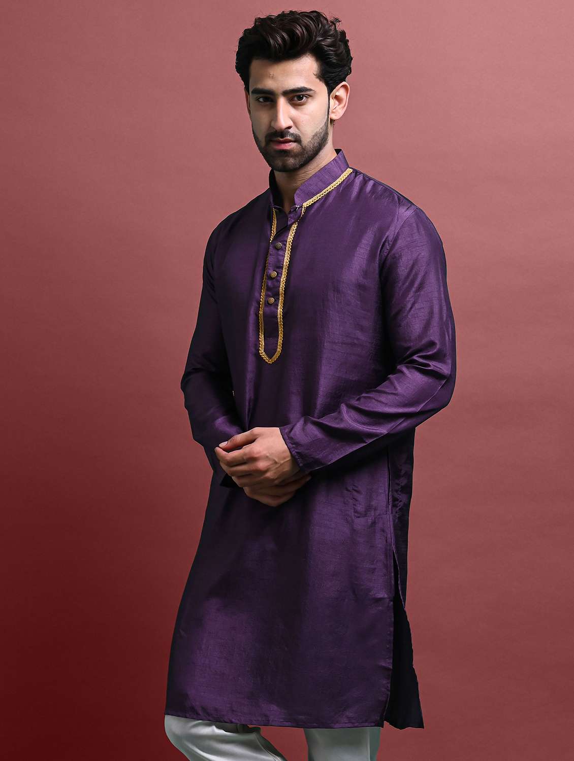 men mandarin neck long kurta  - 21245034 -  Standard Image - 2
