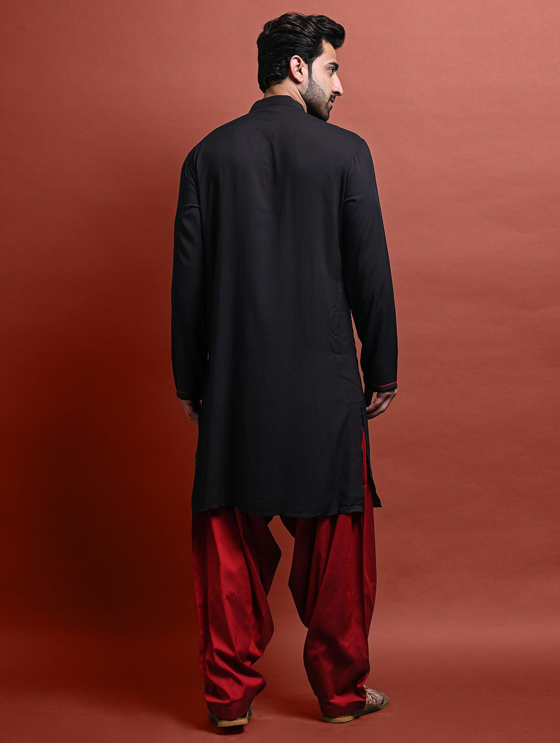 black rayon long kurta - 21245047 - Standard Image - 2