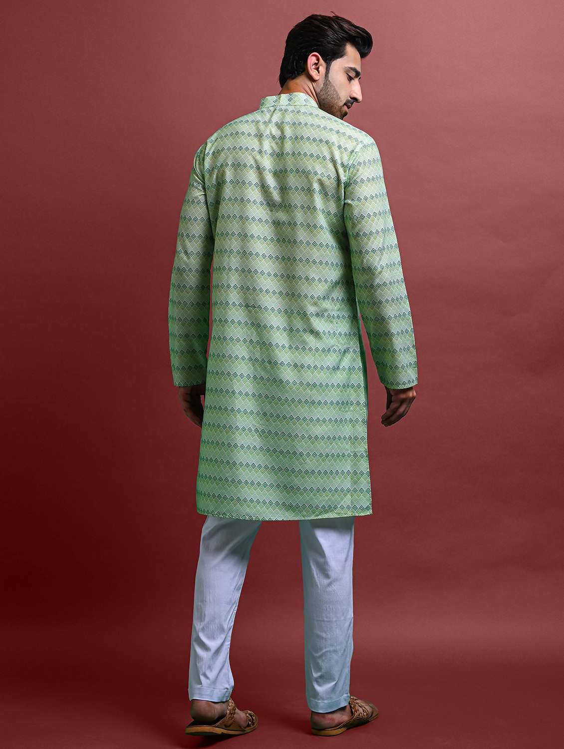 green rayon long  kurta - 21245081 -  Standard Image - 2