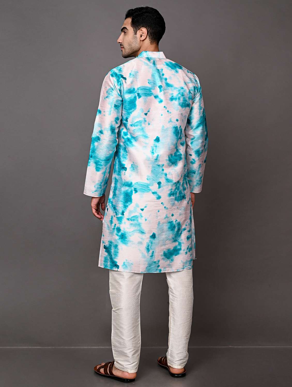 men mandarin neck printed long kurta - 21245114 -  Standard Image - 2