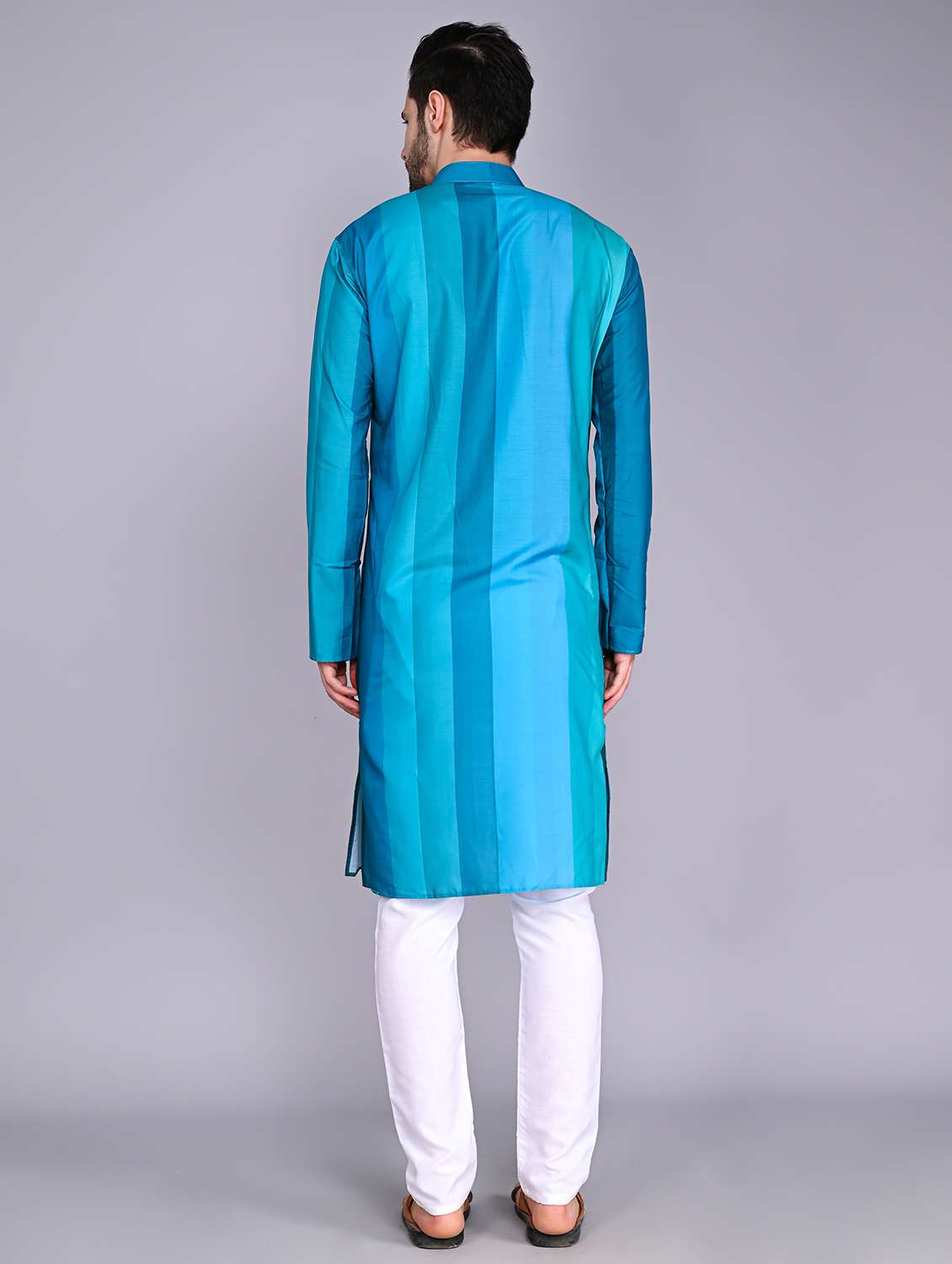 men mandarin neck striped long kurta - 21245128 -  Standard Image - 2