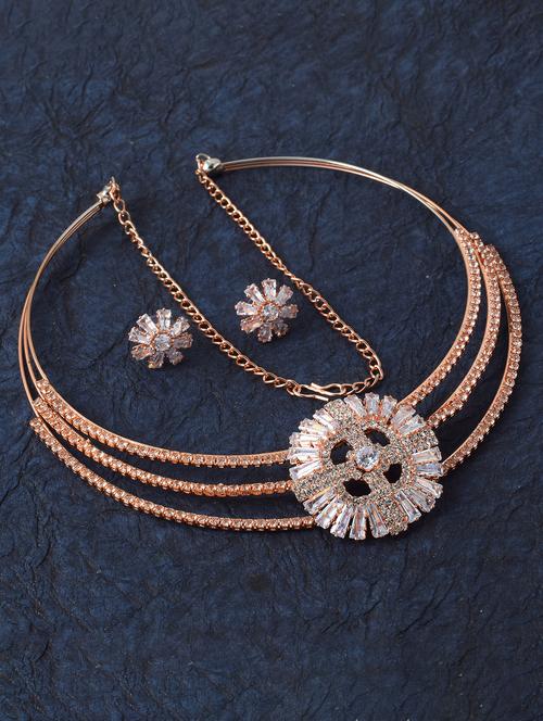 pink brass choker necklace - 21245239 - Standard Image - 0