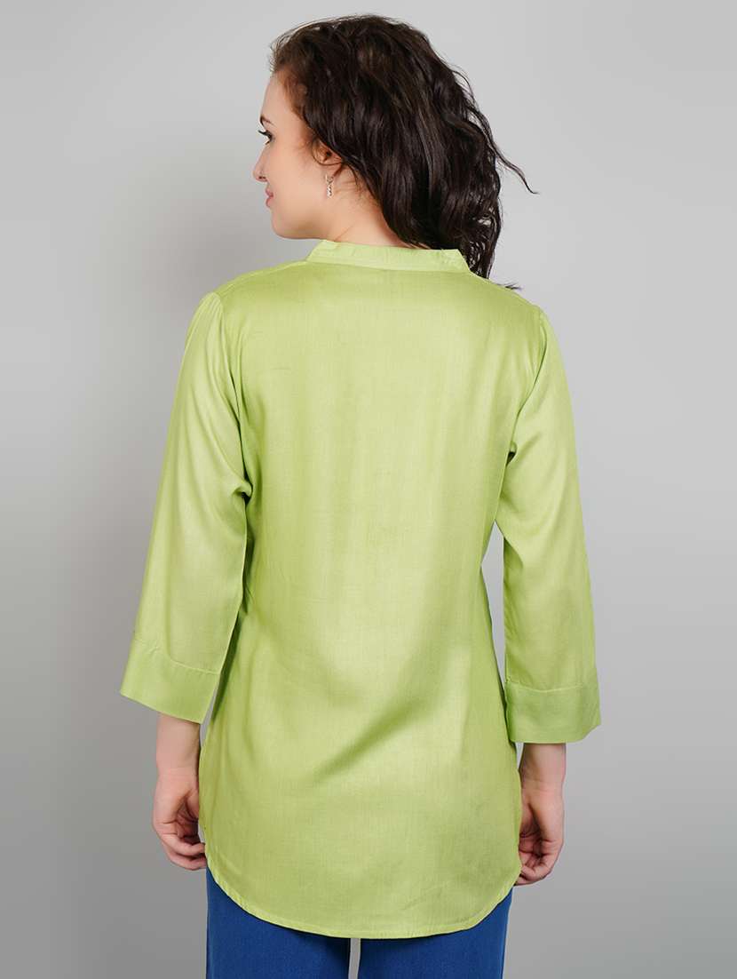 women mandarin neck solid a-line kurta - 21245319 -  Standard Image - 2