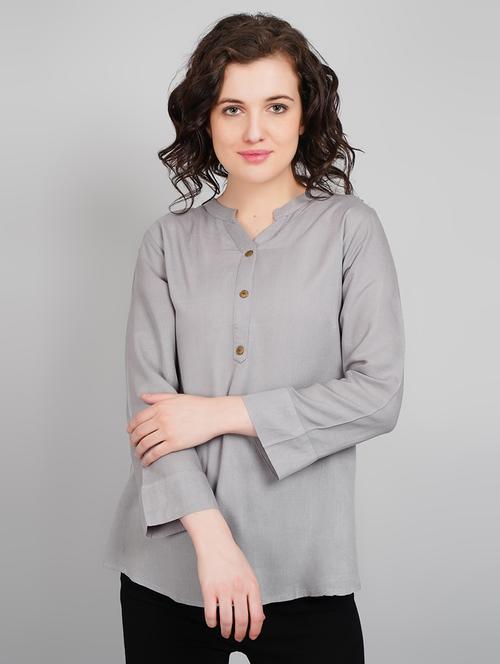women mandarin neck solid a-line kurta - 21245322 -  Standard Image - 0