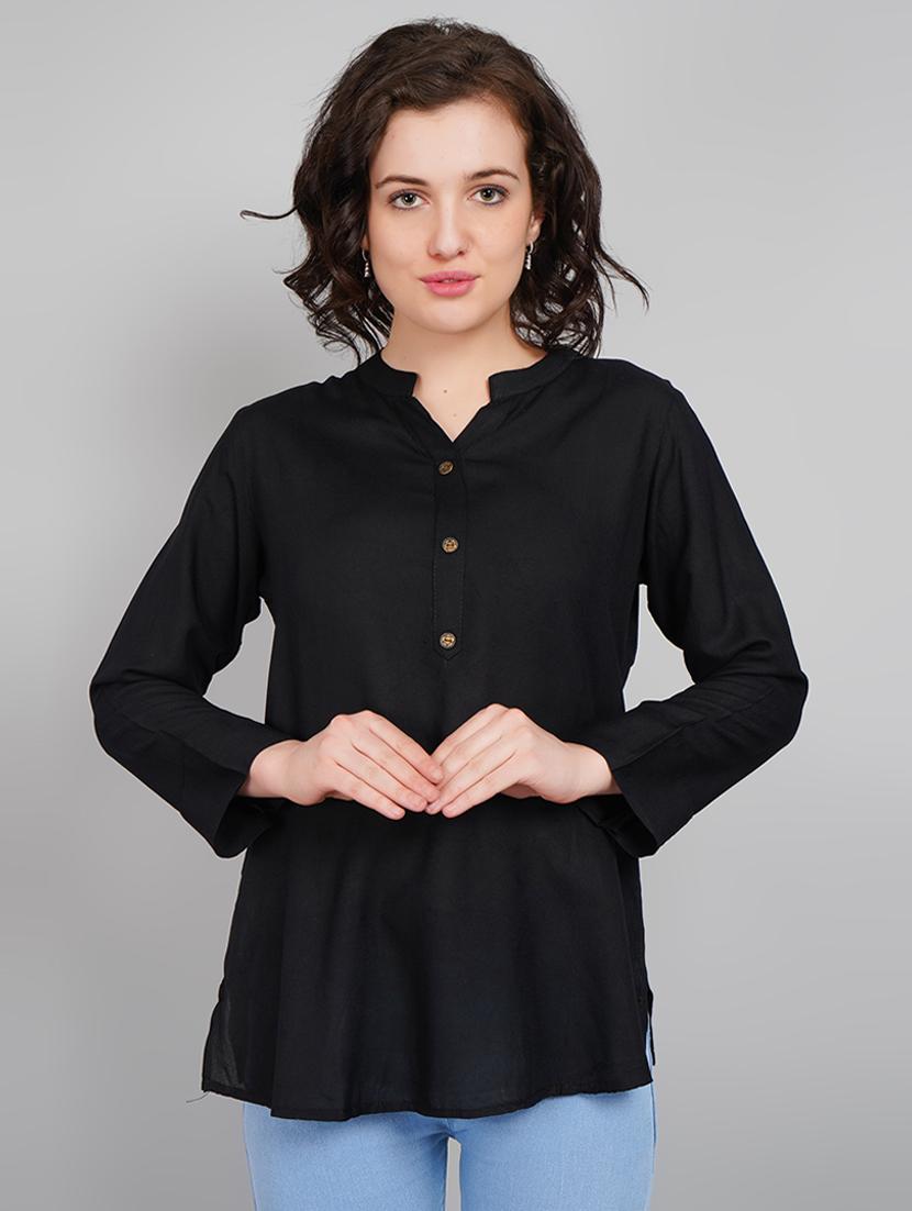women mandarin neck solid a-line kurta - 21245323 -  Zoom Image - 0