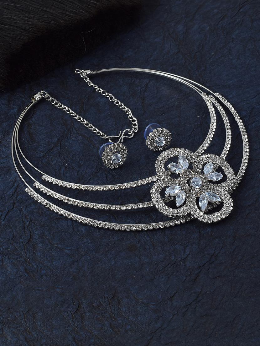 silver brass choker necklace - 21246741 -  Zoom Image - 0