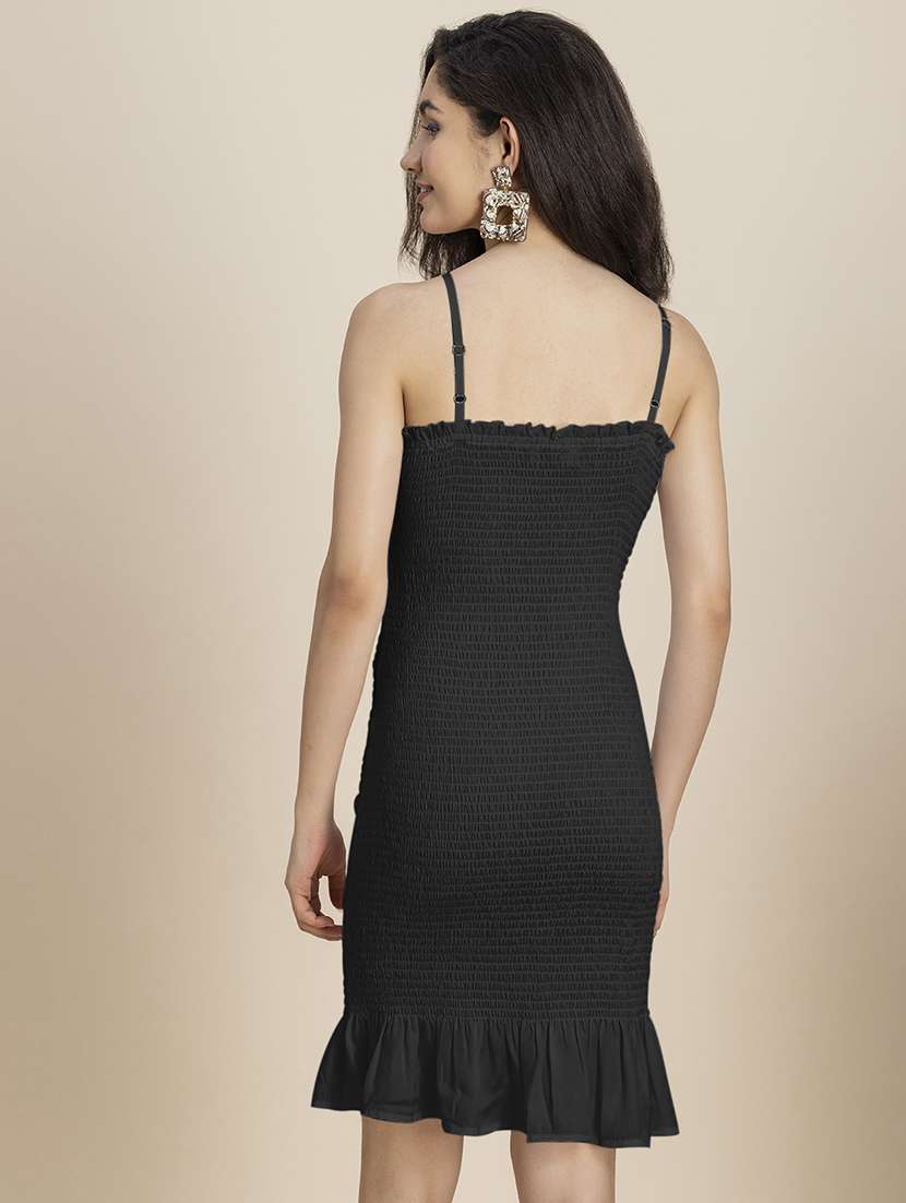 women solid shoulder strap bodycon dress - 21246907 -  Standard Image - 2