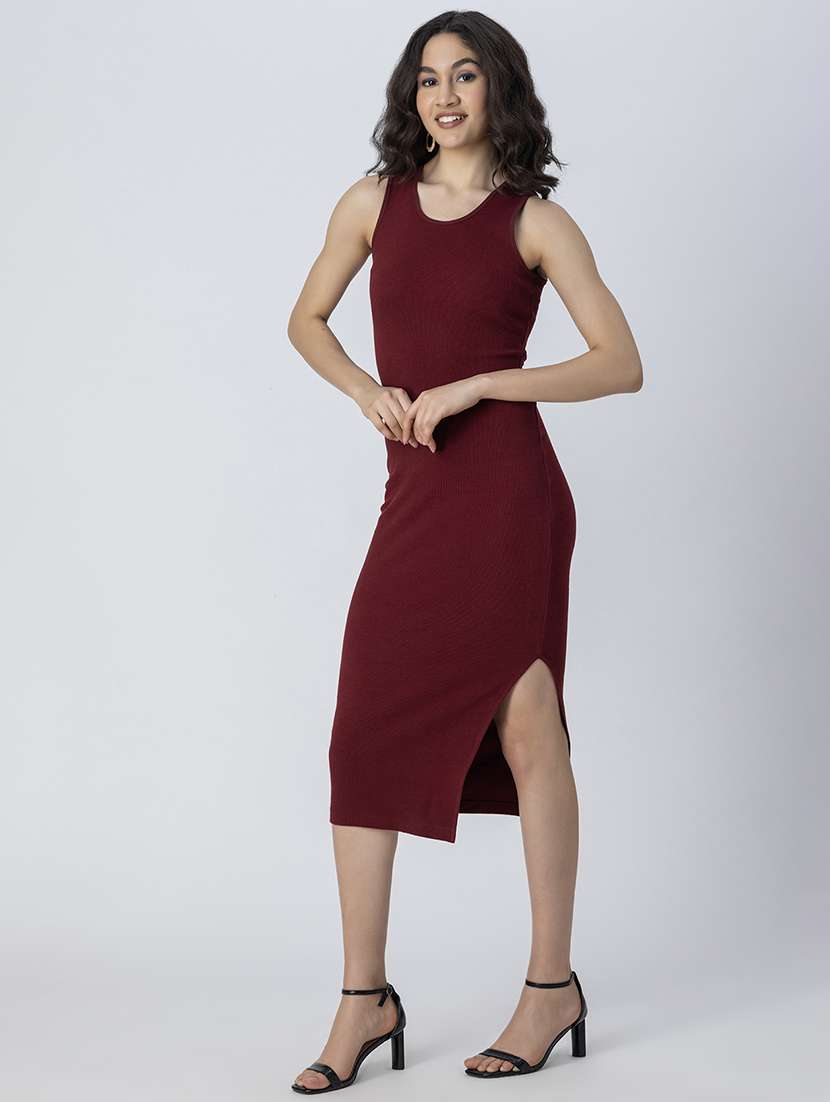 women solid sleeveless bodycon dress - 21246910 -  Standard Image - 2