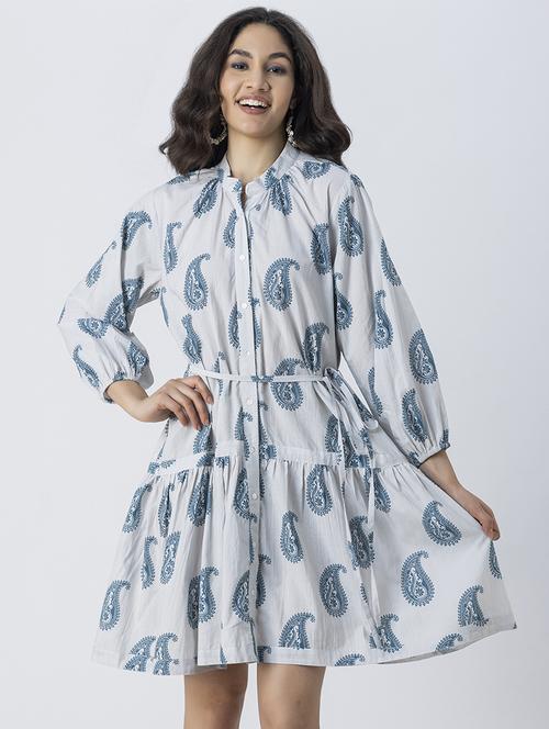 women printed mandrain neck dress - 21246924 -  Standard Image - 0