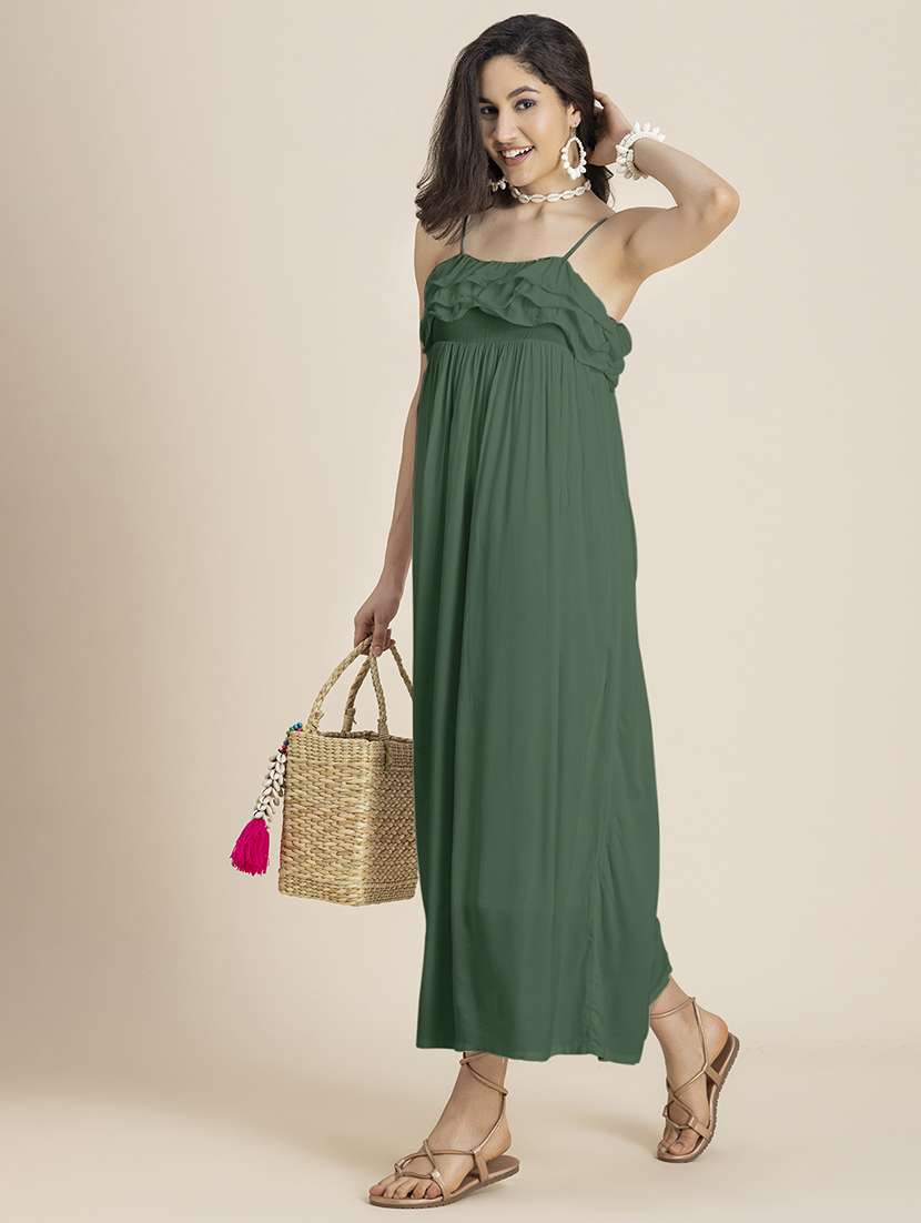 green rayon aline dress