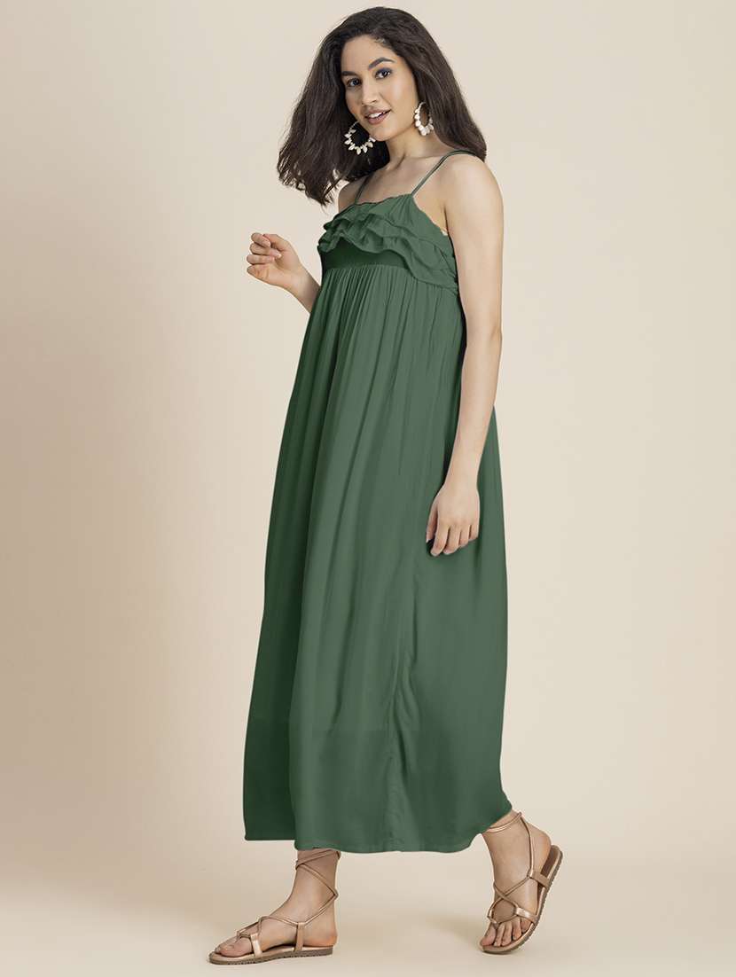 green rayon aline dress - 21246928 -  Standard Image - 2