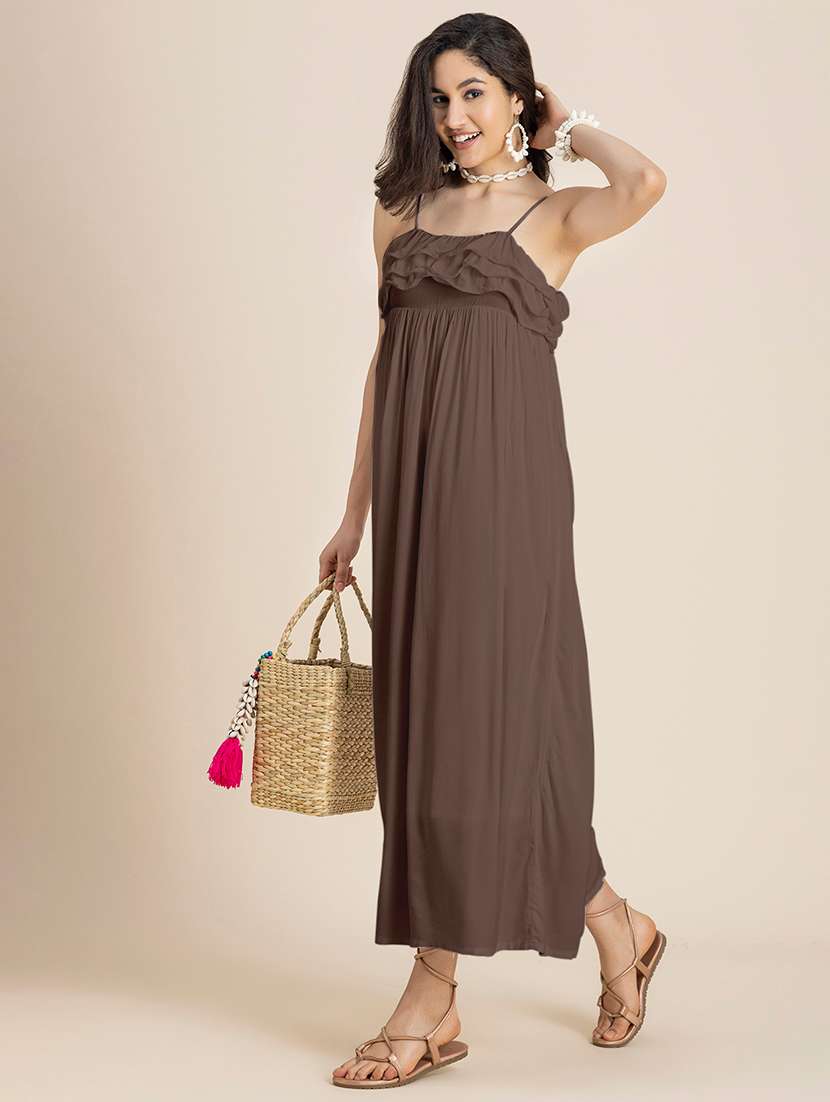 brown rayon a-line dress