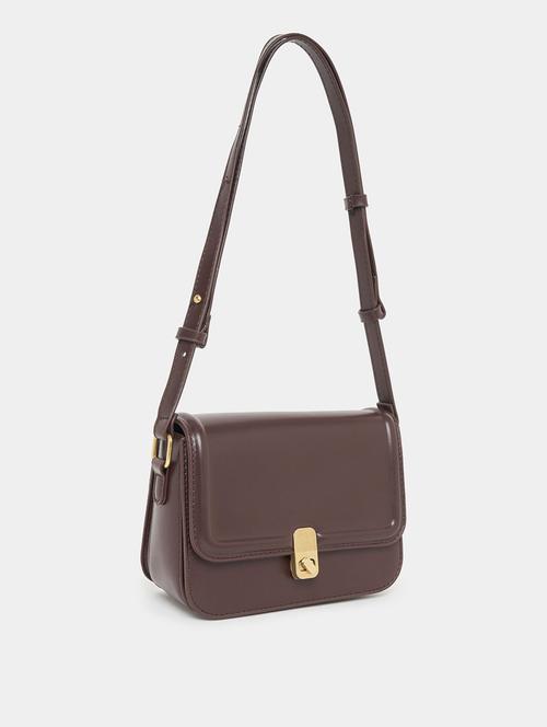brown leatherette (pu) handbag - 21246971 -  Standard Image - 0