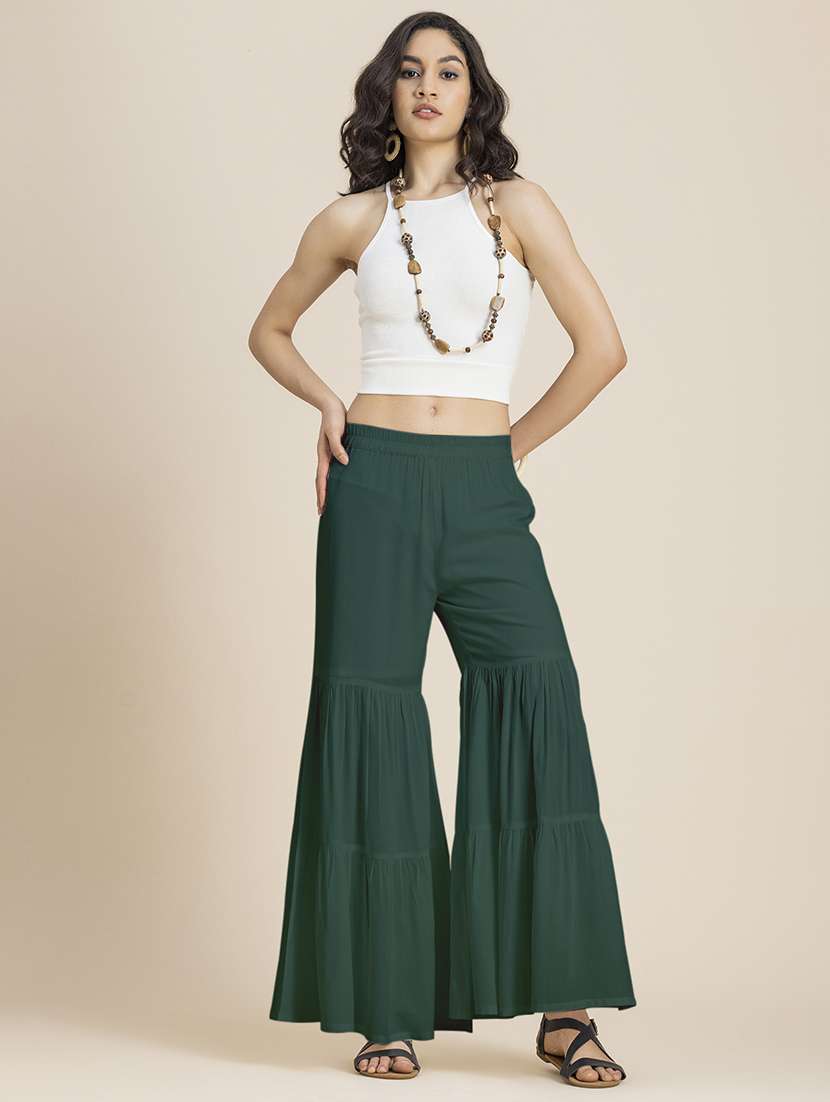 green rayon wide leg sharara