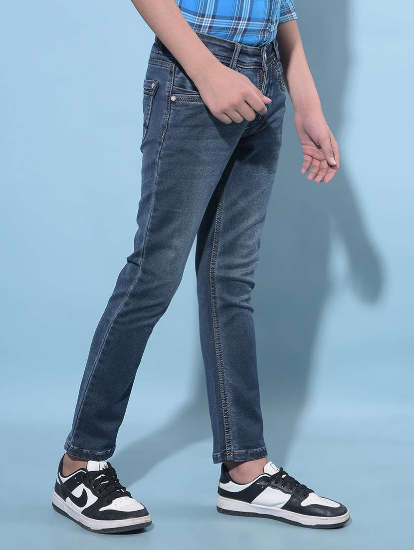 boys mid rise plain denim jeans - 21247078 -  Standard Image - 2