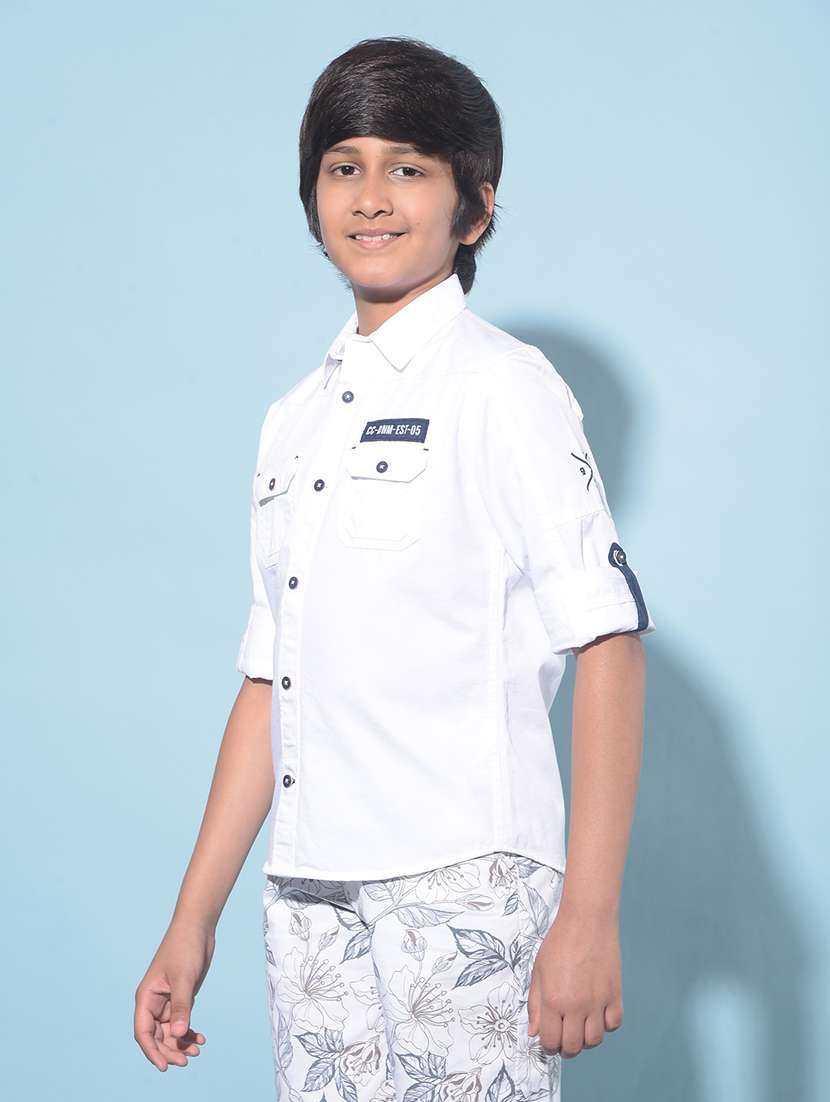 boys white long sleeve shirt