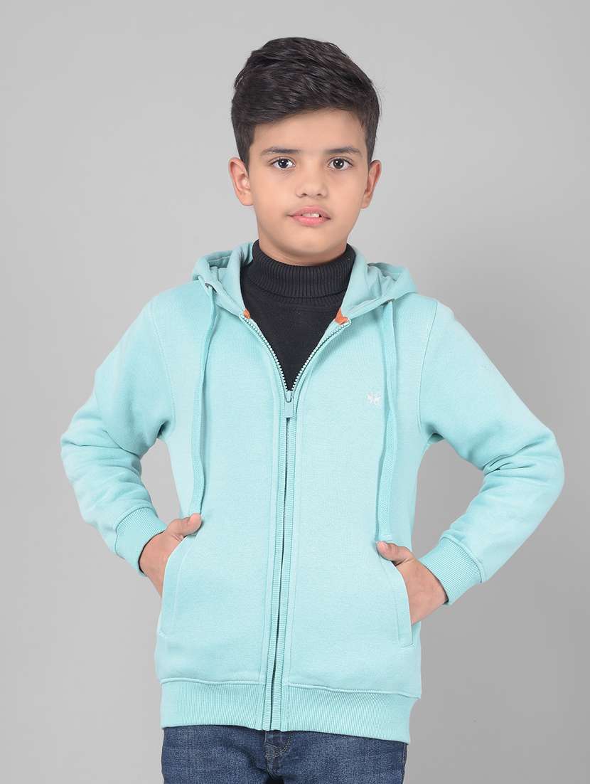 green solid cotton plain sweatshirt