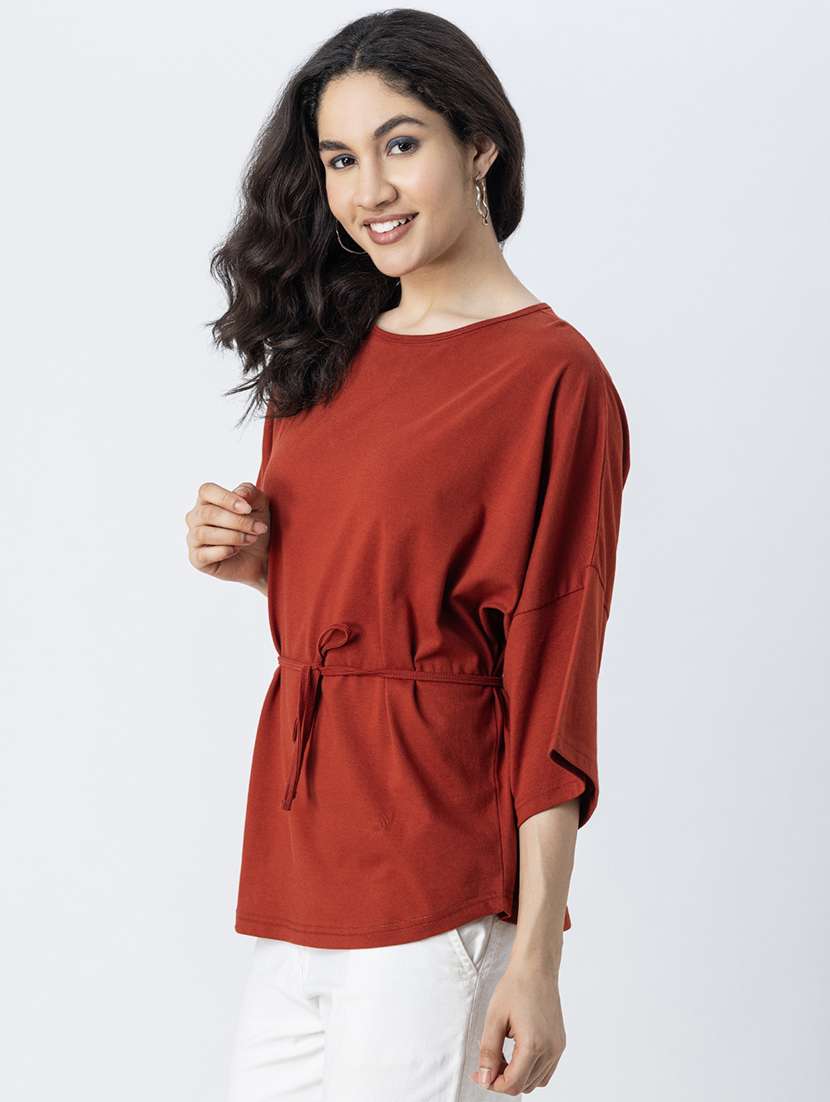 women solid round neck regular top - 21247374 - Standard Image - 2