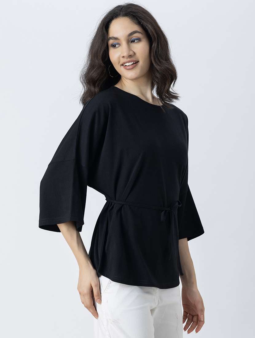 black cotton jersey regular top - 21247375 -  Standard Image - 2