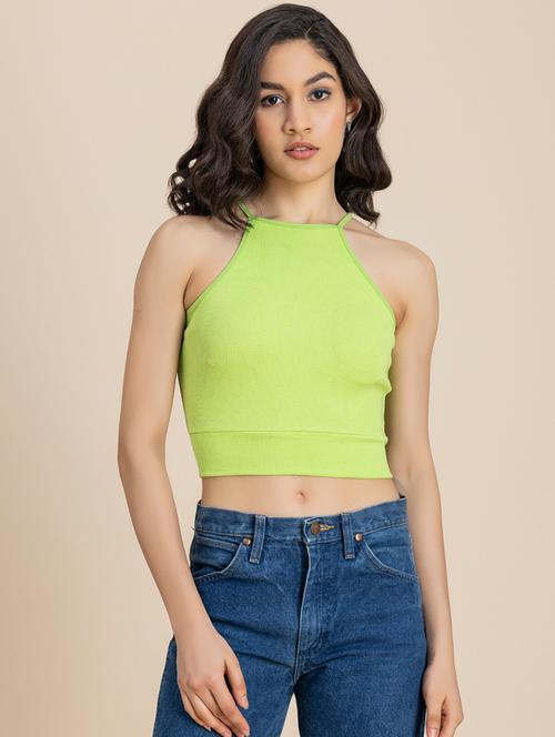 women solid halter neck crop top - 21247394 - Standard Image - 0