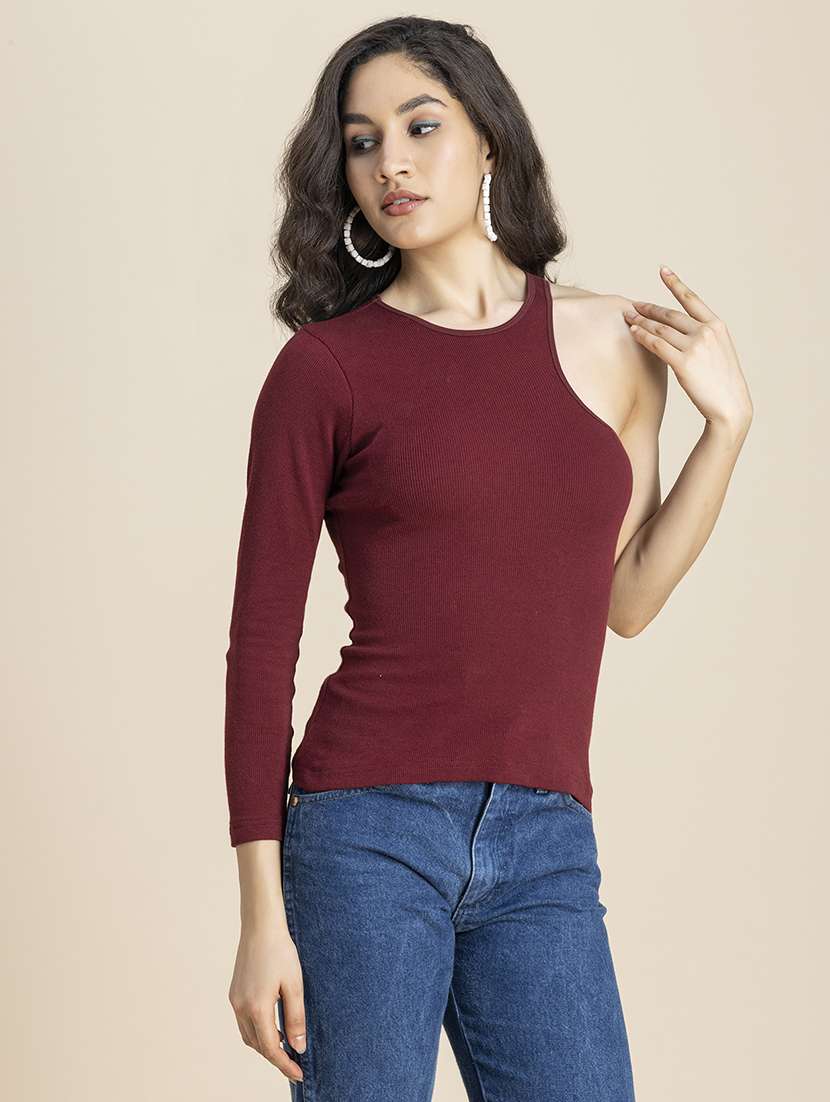 women solid single sleeved regular top - 21247419 -  Standard Image - 2