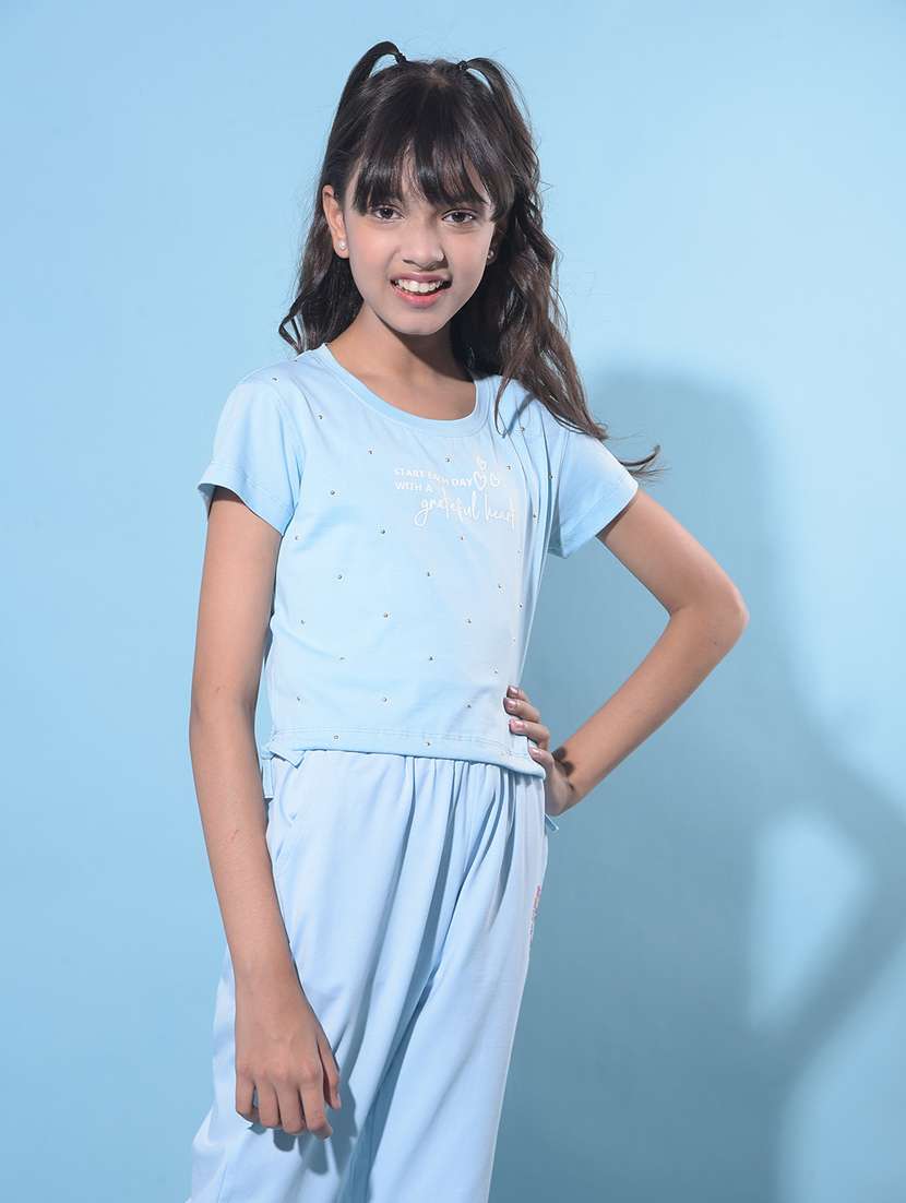 light blue cotton crop tee - 21247424 -  Standard Image - 2