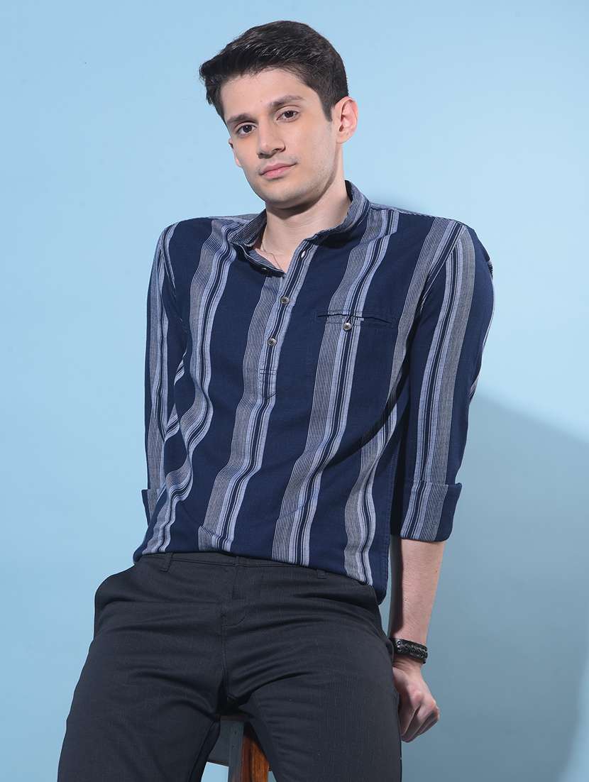 men mandarin neck cotton short kurta