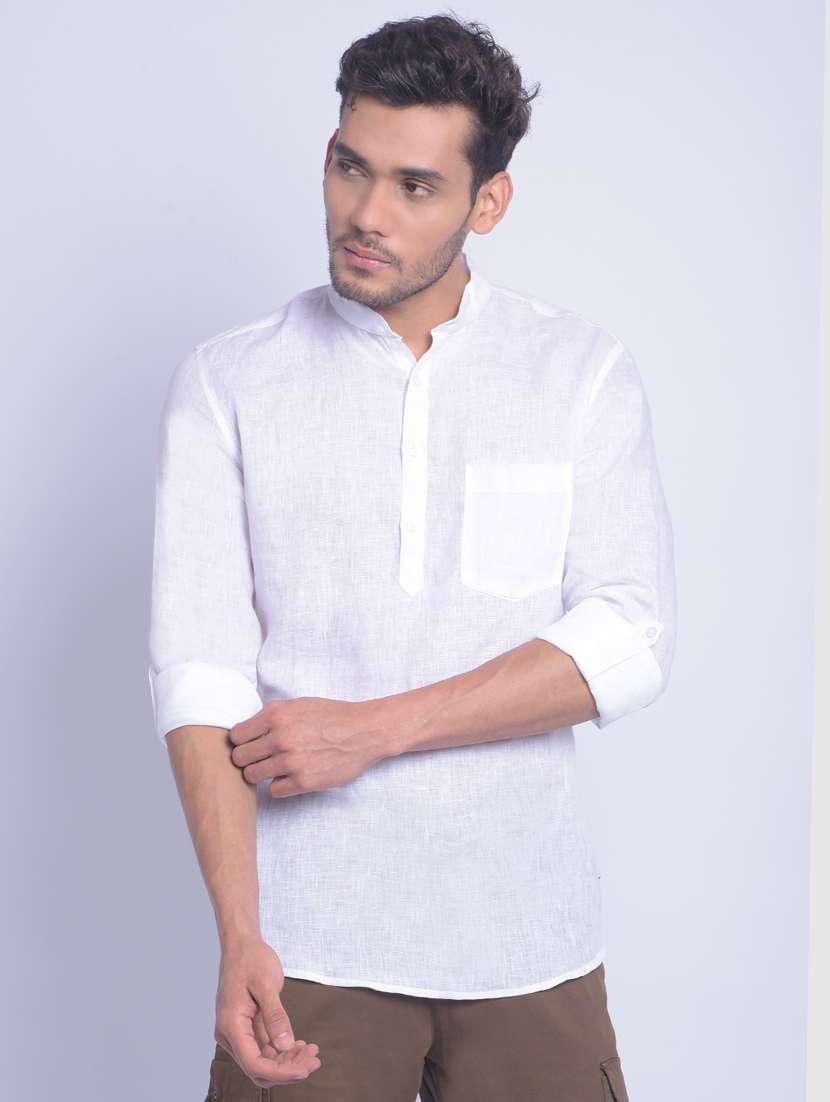 men white plain short kurta - 21247530 -  Standard Image - 2