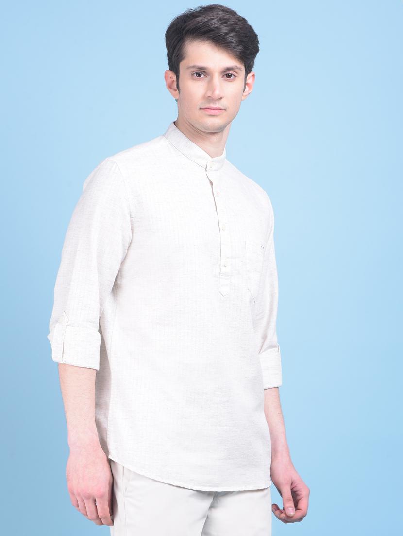 men white plain short kurta - 21247540 - Standard Image - 2