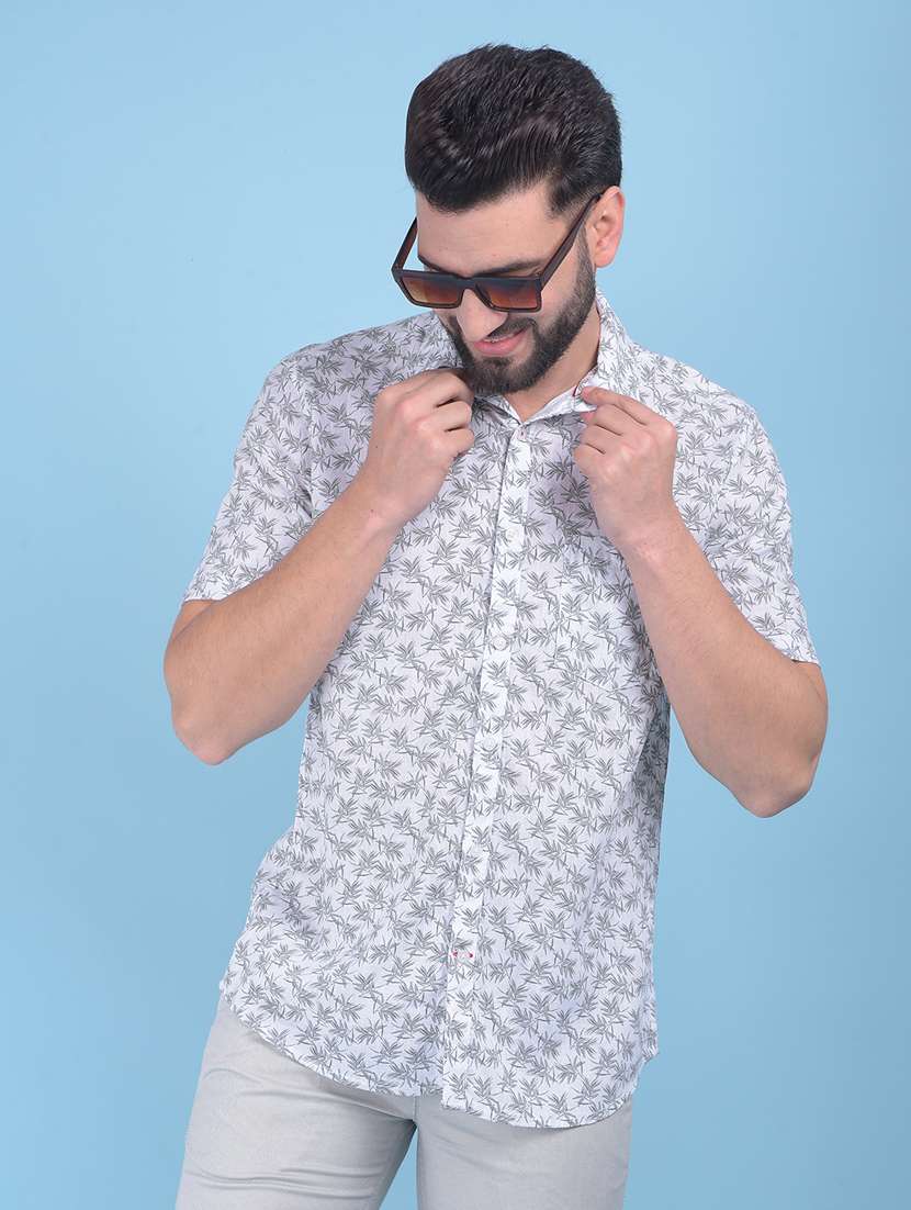 White Floral Casual Shirt - 21247550 -  Standard Image - 2